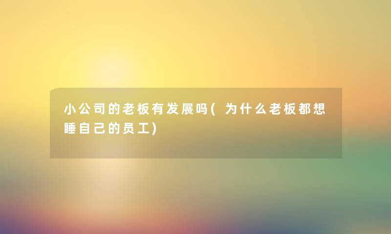 小公司的老板有发展吗(为什么老板都想睡自己的员工) 小公司的老板有发展吗(为什么老板都想睡自己的员工)
