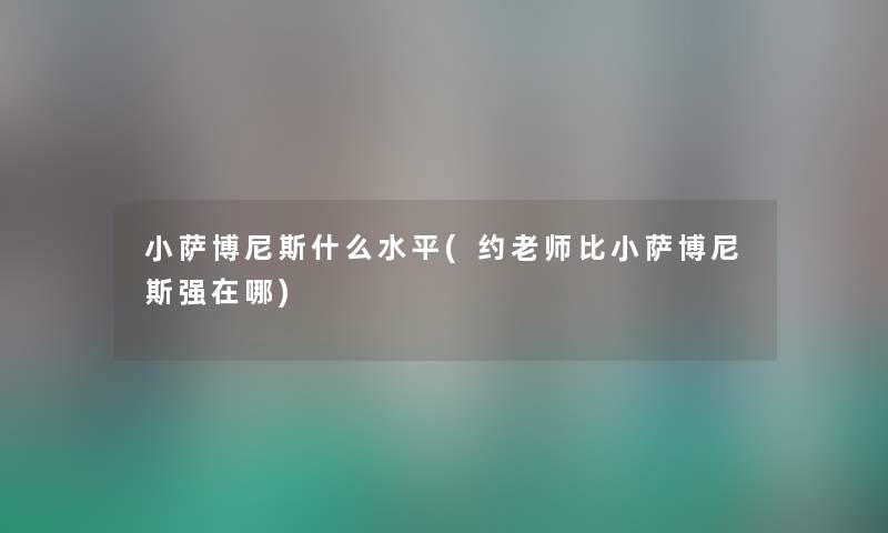 小萨博尼斯什么水平(约老师比小萨博尼斯强在哪)