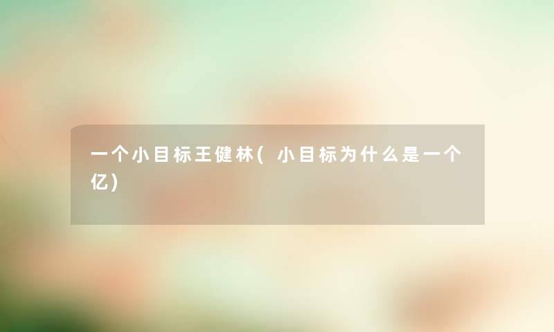 一个小目标王健林(小目标为什么是一个亿) 一个小目标王健林(小目标为什么是一个亿)