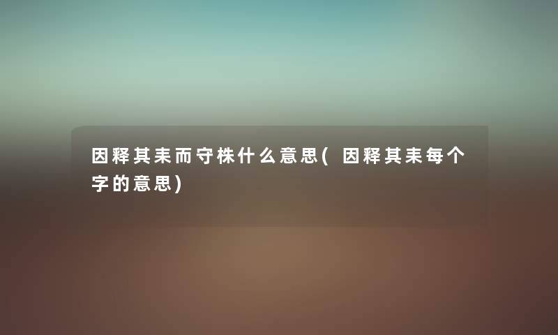 因释其耒而守株什么意思(因释其耒每个字的意思) 因释其耒而守株什么意思(因释其耒每个字的意思)