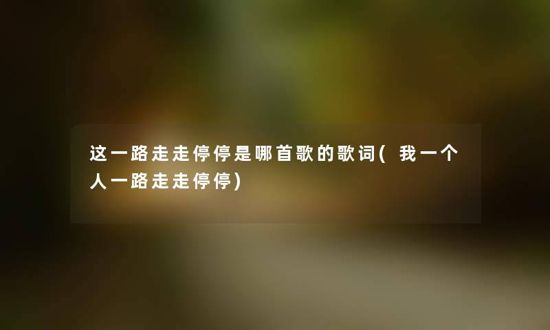 这一路走走停停是哪首歌的歌词(我一个人一路走走停停) 这一路走走停停是哪首歌的歌词(我一个人一路走走停停)