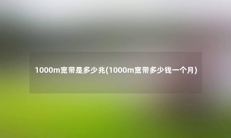 1000m宽带是多少兆(1000m宽带多少钱一个月) 1000m宽带是多少兆(1000m宽带多少钱一个月)