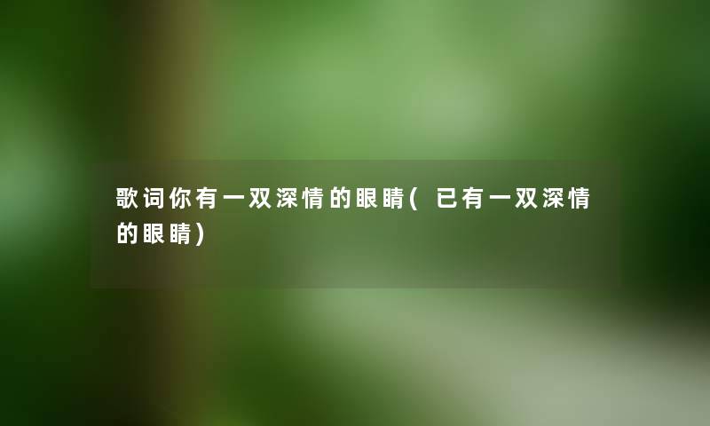 歌词你有一双深情的眼睛(已有一双深情的眼睛) 歌词你有一双深情的眼睛(已有一双深情的眼睛)