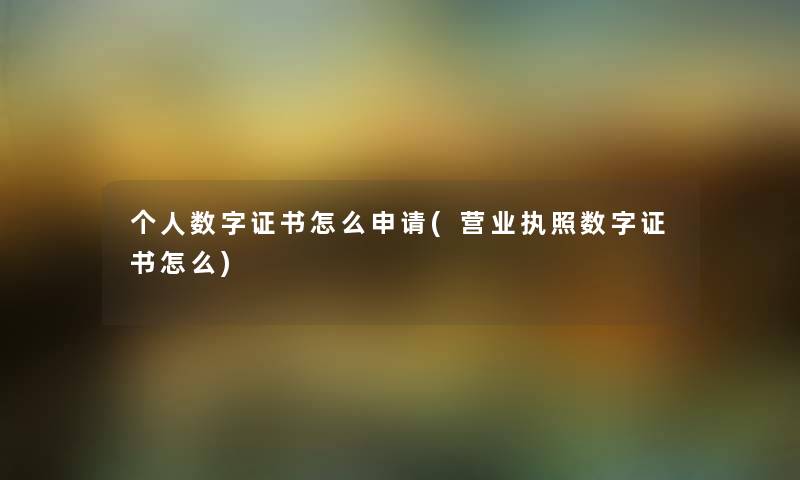个人数字证书怎么申请(营业执照数字证书怎么)