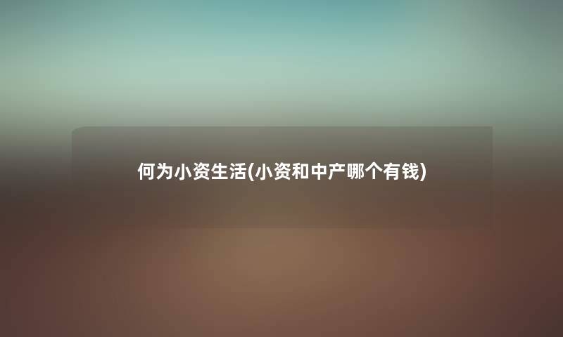 何为小资生活(小资和中产哪个有钱) 何为小资生活(小资和中产哪个有钱)