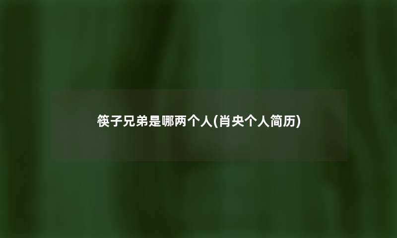 筷子兄弟是哪两个人(肖央个人简历) 筷子兄弟是哪两个人(肖央个人简历)