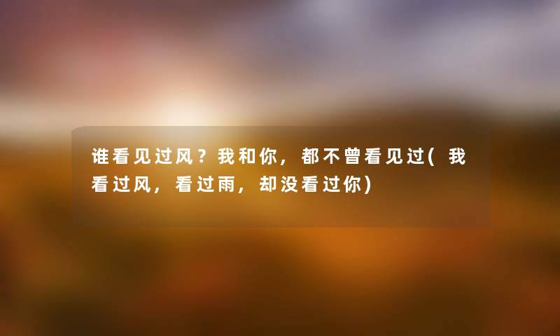 谁看见过风?我和你,都不曾看见过(我看过风,看过雨,却没看过你) 谁看见过风?我和你,都不曾看见过(我看过风,看过雨,却没看过你)