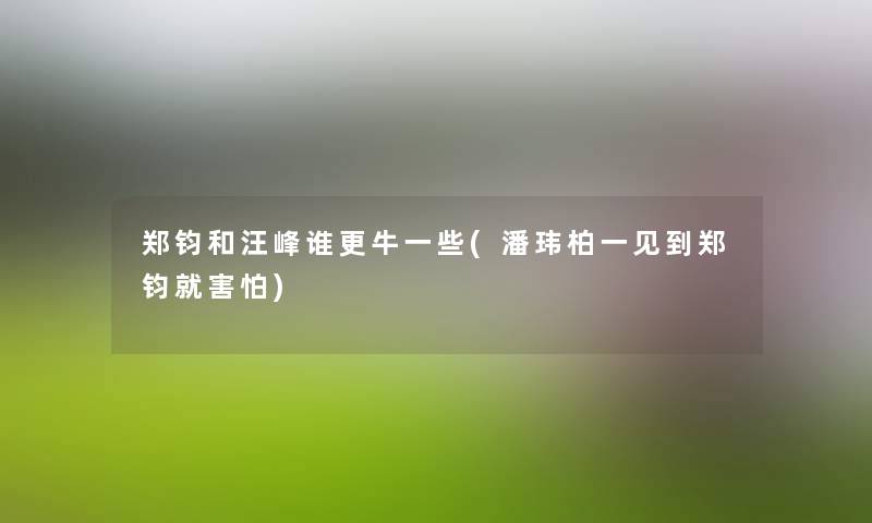 郑钧和汪峰谁更牛一些(潘玮柏一见到郑钧就害怕) 郑钧和汪峰谁更牛一些(潘玮柏一见到郑钧就害怕)