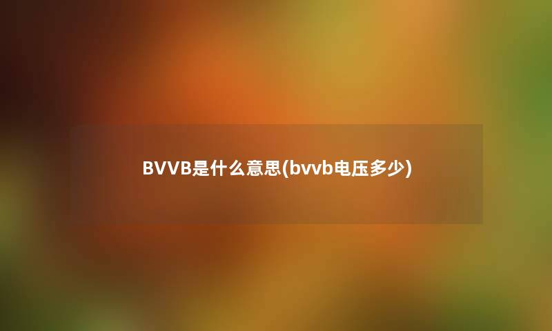BVVB是什么意思(bvvb电压多少) BVVB是什么意思(bvvb电压多少)