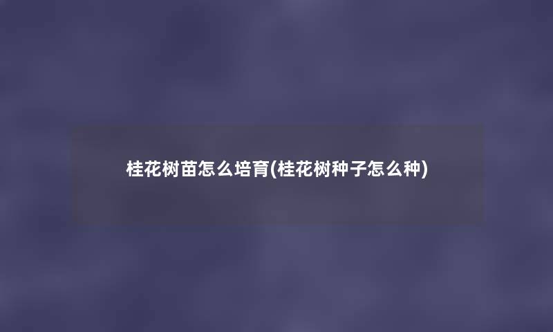 桂花树苗怎么培育(桂花树种子怎么种) 桂花树苗怎么培育(桂花树种子怎么种)