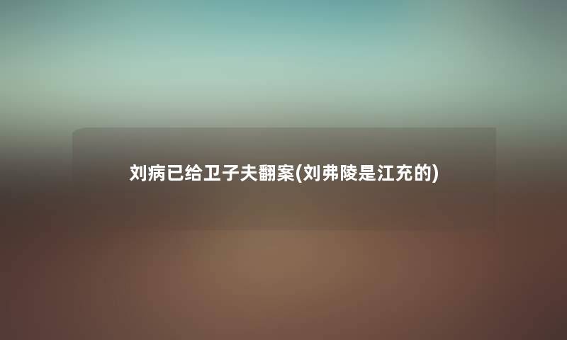 刘病已给卫子夫翻案(刘弗陵是江充的)