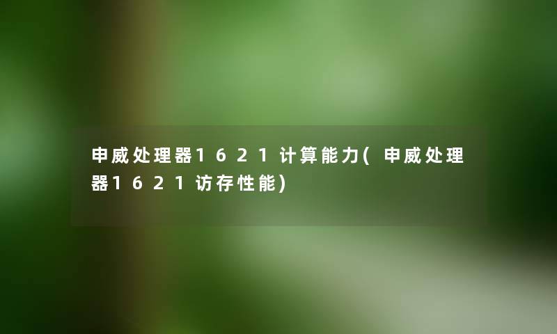 申威处理器1621计算能力(申威处理器1621访存性能)