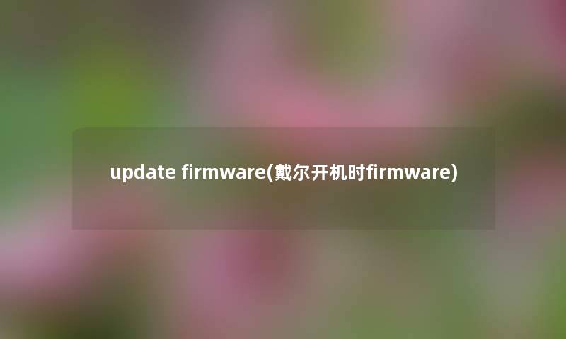 update firmware(戴尔开机时firmware) update firmware(戴尔开机时firmware)