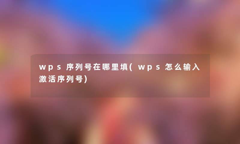 wps序列号在哪里填(wps怎么输入激活序列号) wps序列号在哪里填(wps怎么输入激活序列号)