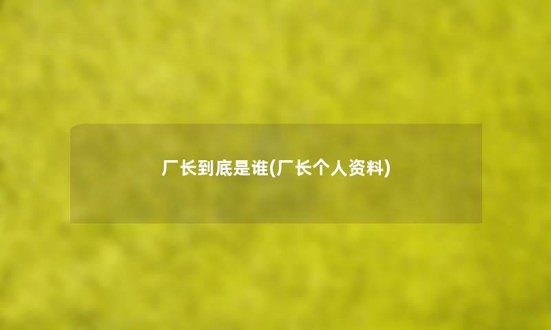 厂长到底是谁(厂长个人资料) 厂长到底是谁(厂长个人资料)