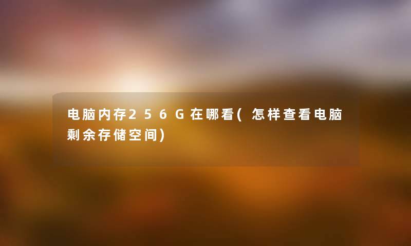 电脑内存256G在哪看(怎样查看电脑剩余存储空间) 电脑内存256G在哪看(怎样查看电脑剩余存储空间)