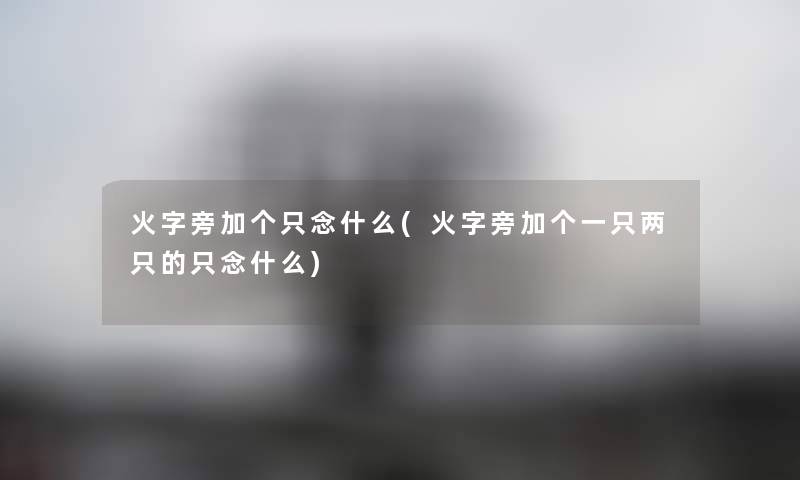 火字旁加个只念什么(火字旁加个一只两只的只念什么) 火字旁加个只念什么(火字旁加个一只两只的只念什么)