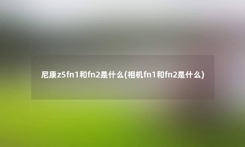 尼康z5fn1和fn2是什么(相机fn1和fn2是什么) 尼康z5fn1和fn2是什么(相机fn1和fn2是什么)