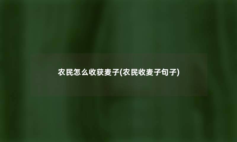 农民怎么收获麦子(农民收麦子句子) 农民怎么收获麦子(农民收麦子句子)