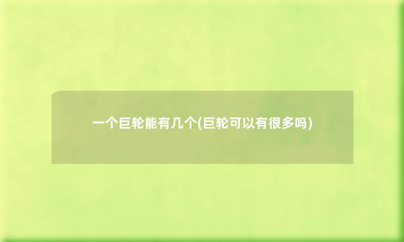 一个巨轮能有几个(巨轮可以有很多吗) 一个巨轮能有几个(巨轮可以有很多吗)