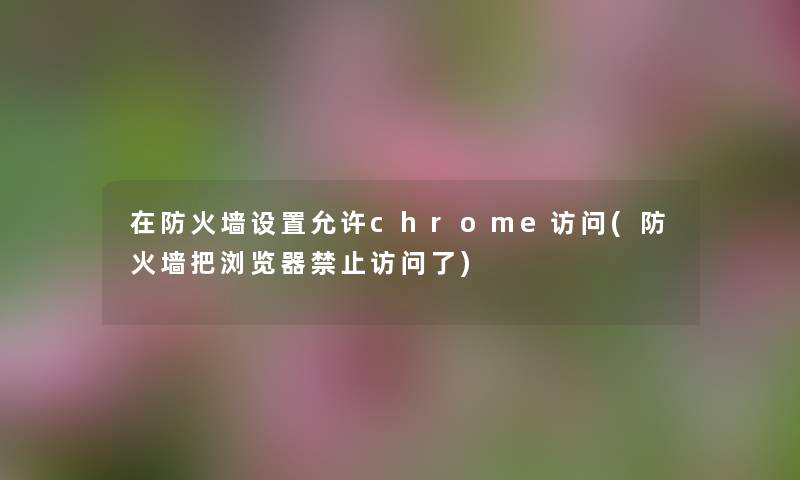 在防火墙设置允许chrome访问(防火墙把浏览器禁止访问了)