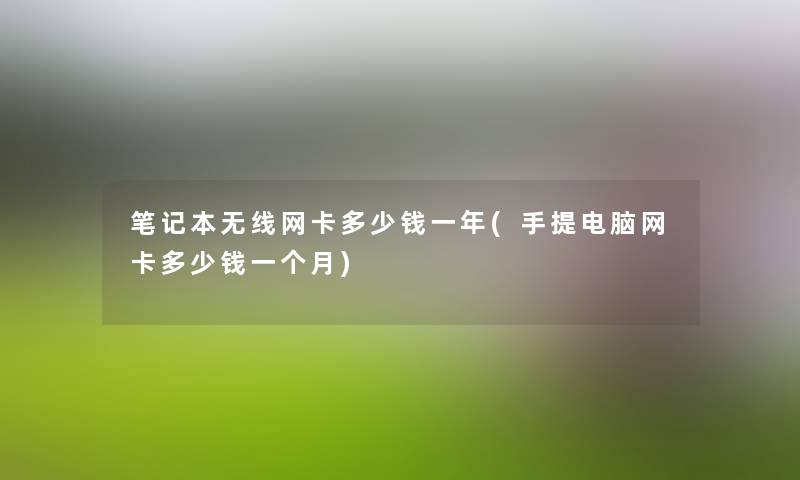 笔记本无线网卡多少钱一年(手提电脑网卡多少钱一个月) 笔记本无线网卡多少钱一年(手提电脑网卡多少钱一个月)