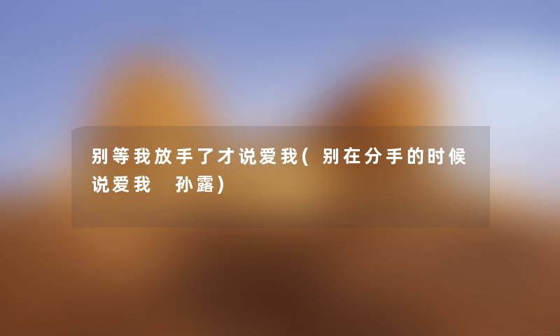 别等我放手了才说爱我(别在分手的时候说爱我 孙露) 别等我放手了才说爱我(别在分手的时候说爱我 孙露)