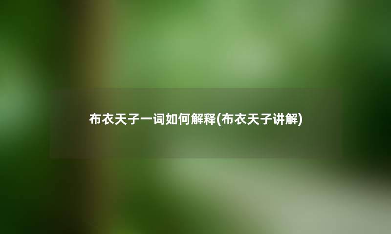 布衣天子一词如何解释(布衣天子讲解) 布衣天子一词如何解释(布衣天子讲解)