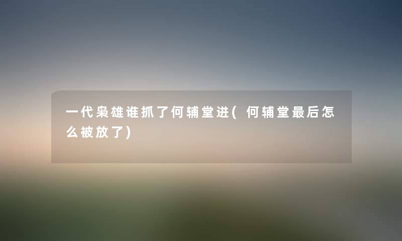 一代枭雄谁抓了何辅堂进(何辅堂这里要说怎么被放了) 一代枭雄谁抓了何辅堂进(何辅堂这里要说怎么被放了)