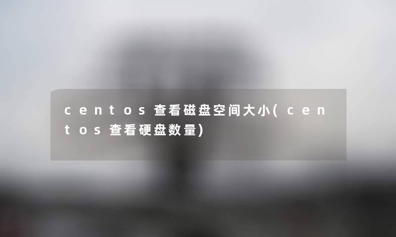 centos查看磁盘空间大小(centos查看硬盘数量)