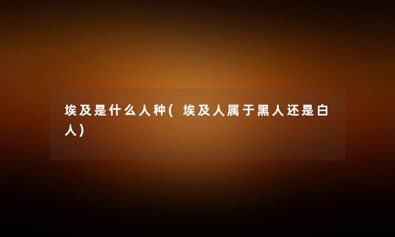 埃及是什么人种(埃及人属于黑人还是白人) 埃及是什么人种(埃及人属于黑人还是白人)