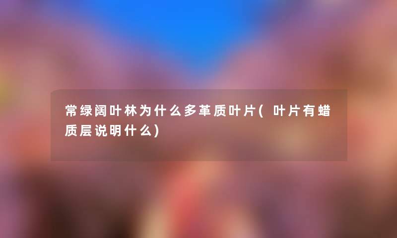 常绿阔叶林为什么多革质叶片(叶片有蜡质层说明什么) 常绿阔叶林为什么多革质叶片(叶片有蜡质层说明什么)