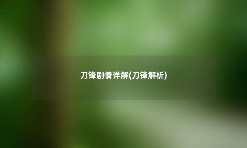 刀锋剧情详解(刀锋解析)