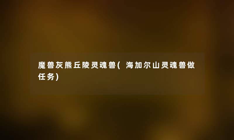 魔兽灰熊丘陵灵魂兽(海加尔山灵魂兽做任务) 魔兽灰熊丘陵灵魂兽(海加尔山灵魂兽做任务)