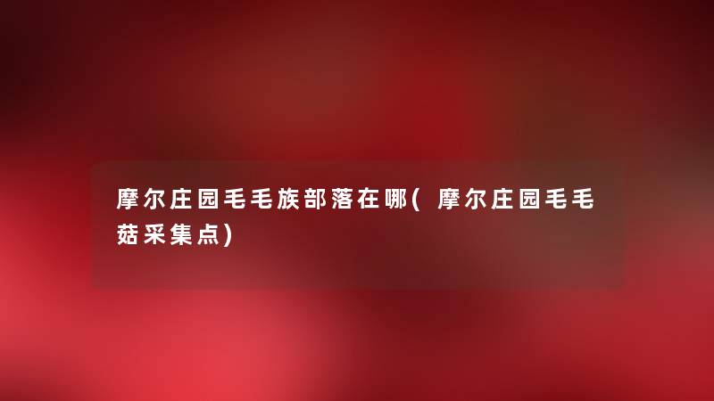 摩尔庄园毛毛族部落在哪(摩尔庄园毛毛菇采集点) 摩尔庄园毛毛族部落在哪(摩尔庄园毛毛菇采集点)