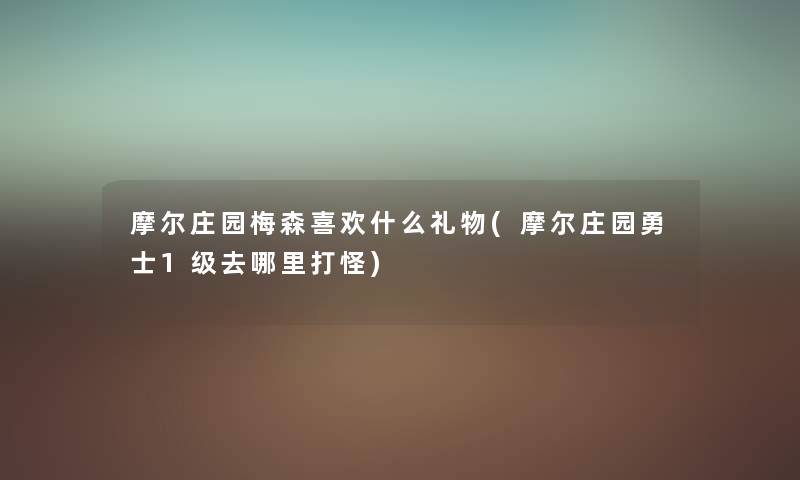 摩尔庄园梅森喜欢什么礼物(摩尔庄园勇士1级去哪里打怪) 摩尔庄园梅森喜欢什么礼物(摩尔庄园勇士1级去哪里打怪)