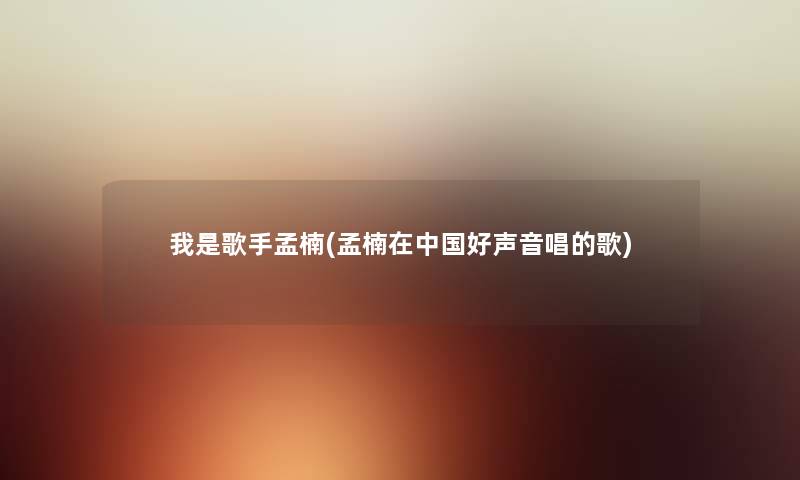 我是歌手孟楠(孟楠在中国好声音唱的歌) 我是歌手孟楠(孟楠在中国好声音唱的歌)