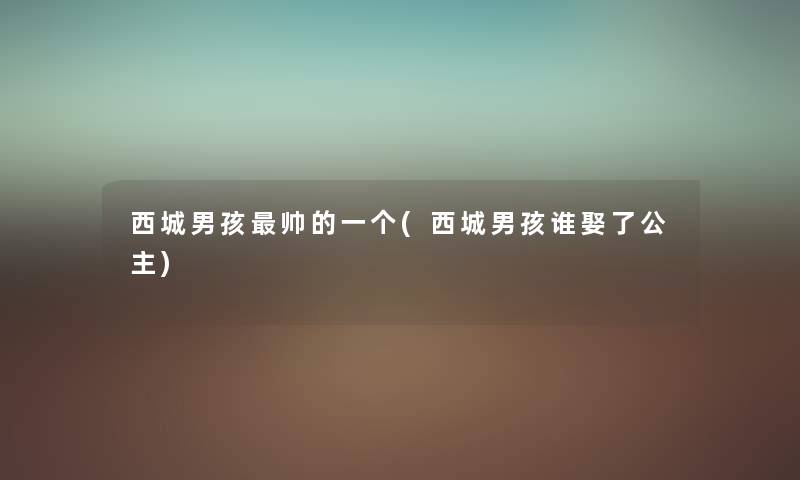 西城男孩帅的一个(西城男孩谁娶了公主)