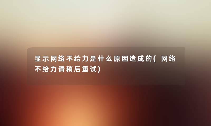 显示网络不给力是什么原因造成的(网络不给力请稍后重试)