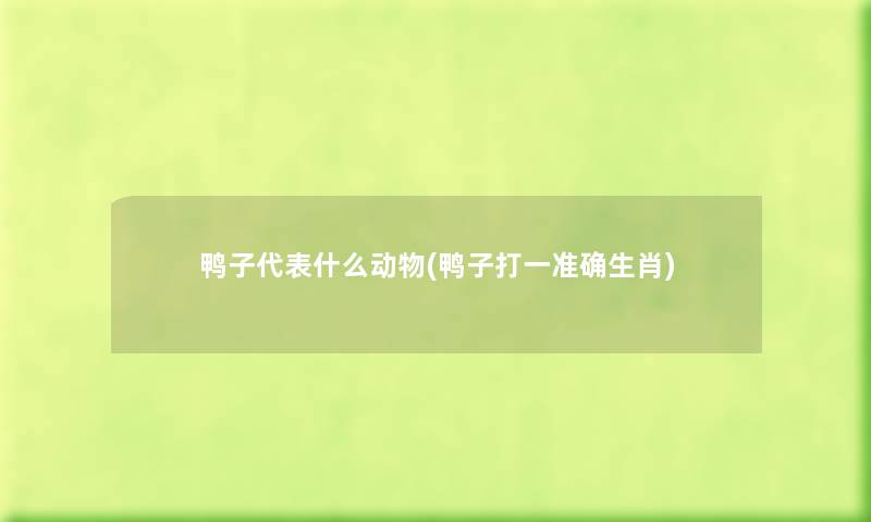 鸭子代表什么动物(鸭子打一准确生肖) 鸭子代表什么动物(鸭子打一准确生肖)