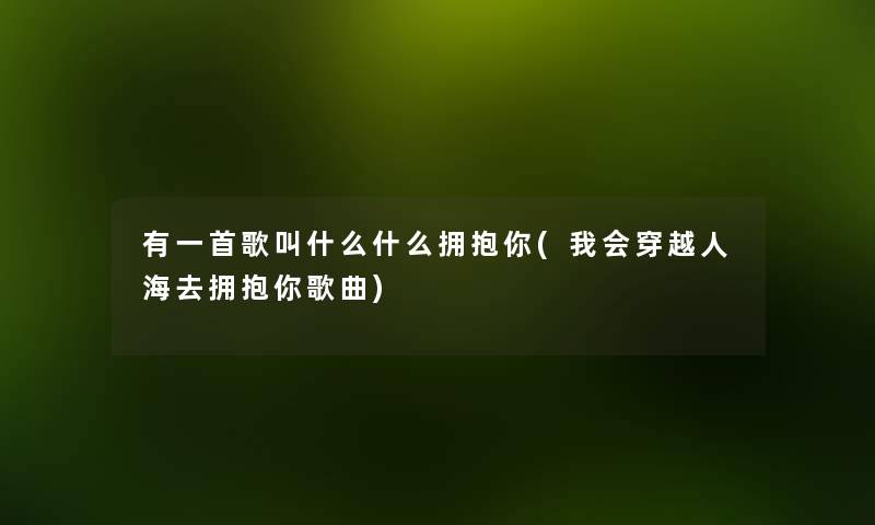 有一首歌叫什么什么拥抱你(我会穿越人海去拥抱你歌曲) 有一首歌叫什么什么拥抱你(我会穿越人海去拥抱你歌曲)