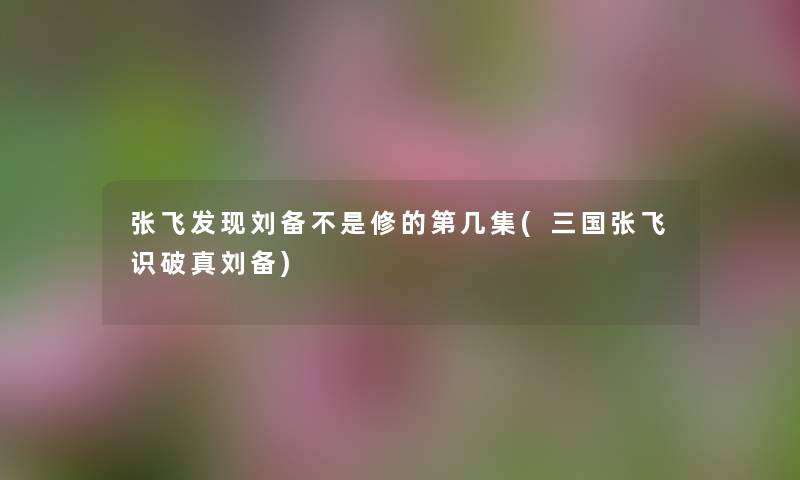 张飞发现刘备不是修的第几集(三国张飞识破真刘备) 张飞发现刘备不是修的第几集(三国张飞识破真刘备)
