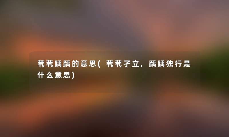 茕茕踽踽的意思(茕茕孑立,踽踽独行是什么意思) 茕茕踽踽的意思(茕茕孑立,踽踽独行是什么意思)