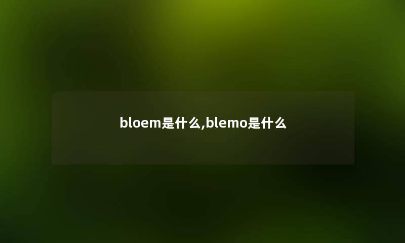 bloem是什么,blemo是什么 bloem是什么,blemo是什么