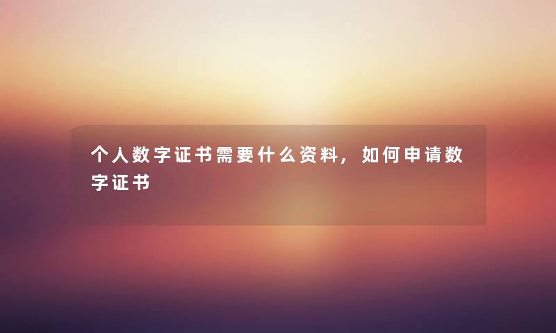 个人数字证书需要什么资料,如何申请数字证书
