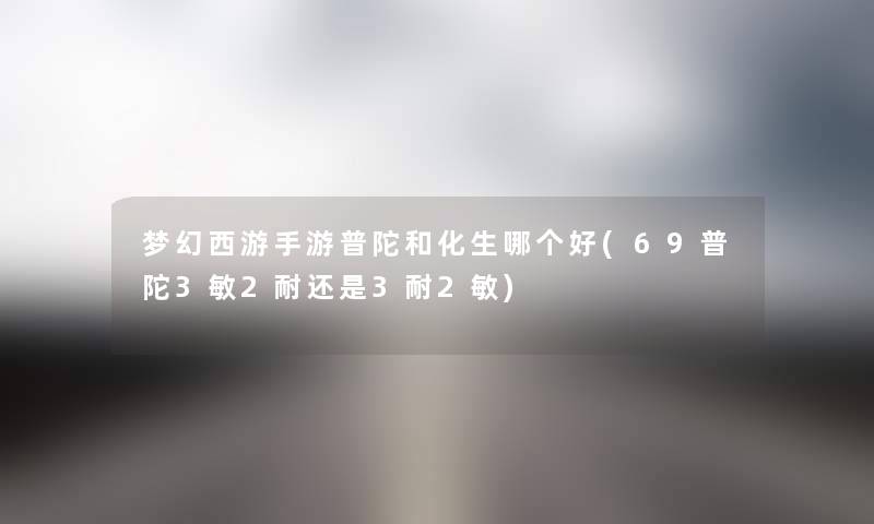 梦幻西游手游普陀和化生哪个好(69普陀3敏2耐还是3耐2敏)