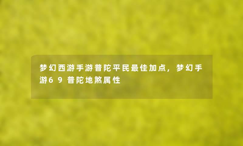 梦幻西游手游普陀平民理想加点,梦幻手游69普陀地煞属性 梦幻西游手游普陀平民理想加点,梦幻手游69普陀地煞属性