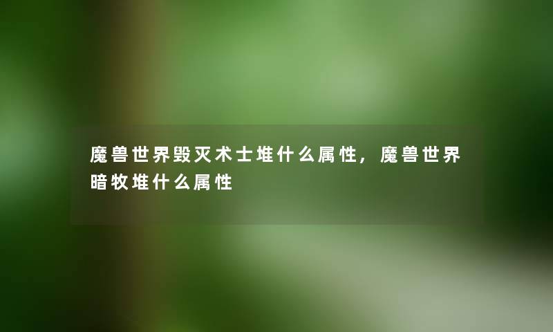 魔兽世界毁灭术士堆什么属性,魔兽世界暗牧堆什么属性 魔兽世界毁灭术士堆什么属性,魔兽世界暗牧堆什么属性
