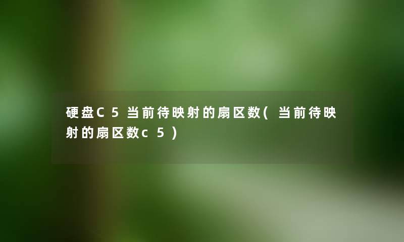 硬盘C5当前待映射的扇区数(当前待映射的扇区数c5)