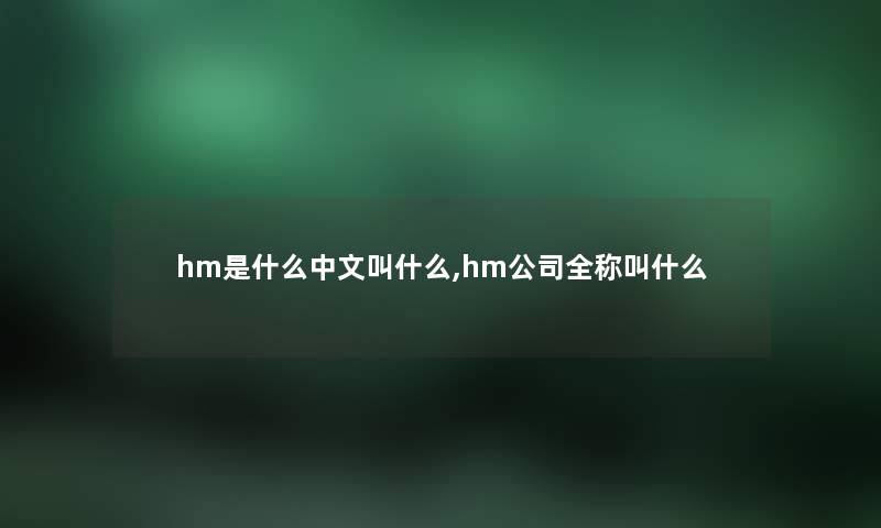 hm是什么中文叫什么,hm公司全称叫什么 hm是什么中文叫什么,hm公司全称叫什么